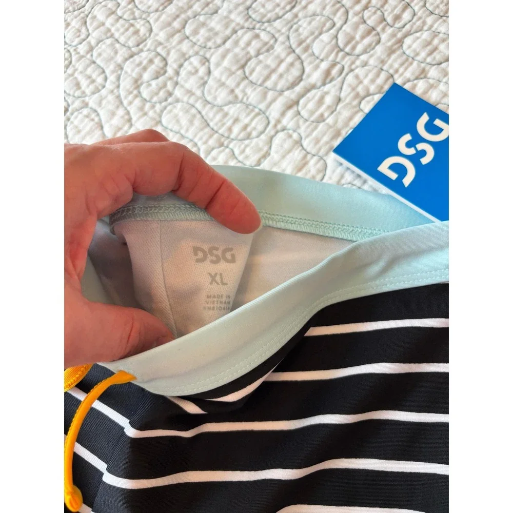 DSG Girls‎ Size XL Two Piece Swimsuit Black White Stripe